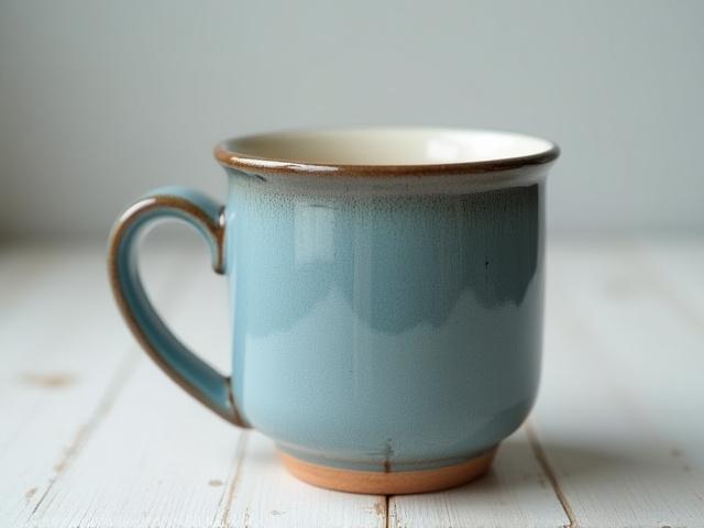 Handgetöpferter Becher mit blaugrauer Glasur